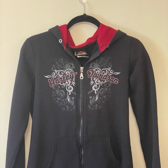 Harley Davidson S full zip hoodie biker motorcycle black red Williamstown, WV - Picture 2 of 8